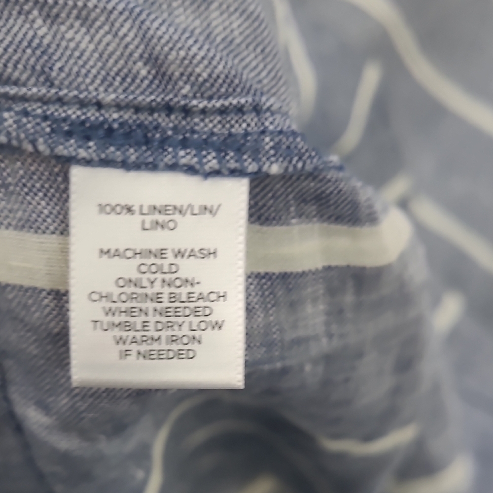 Loft Lou & GreyBlue and White Striped Linen Tunic Dress Size L - Picture 9 of 9